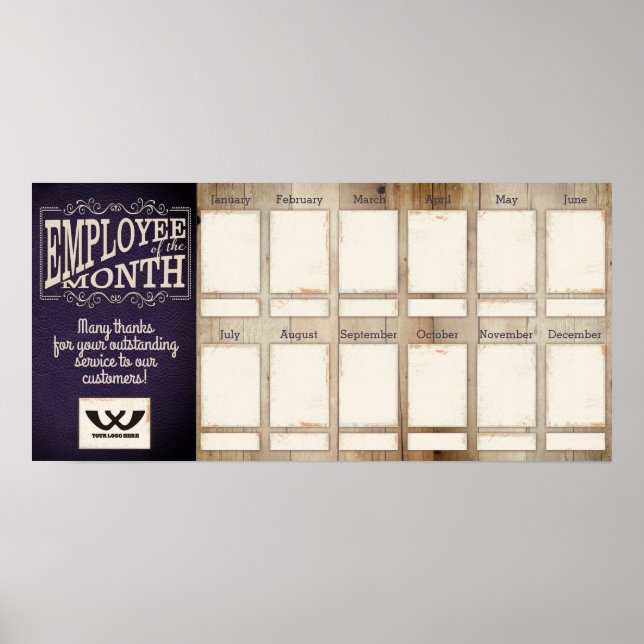 Holzlederangestellter des Monats Foto-Displays Poster (Vorne)