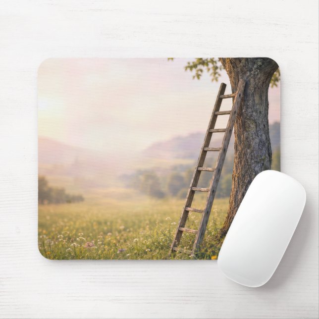 Holzleiter an einen Baum gelehnt Mousepad (Mit Mouse)