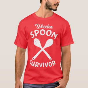 Holzlöffelüberlebensmittel gestresster weißer Text T-Shirt