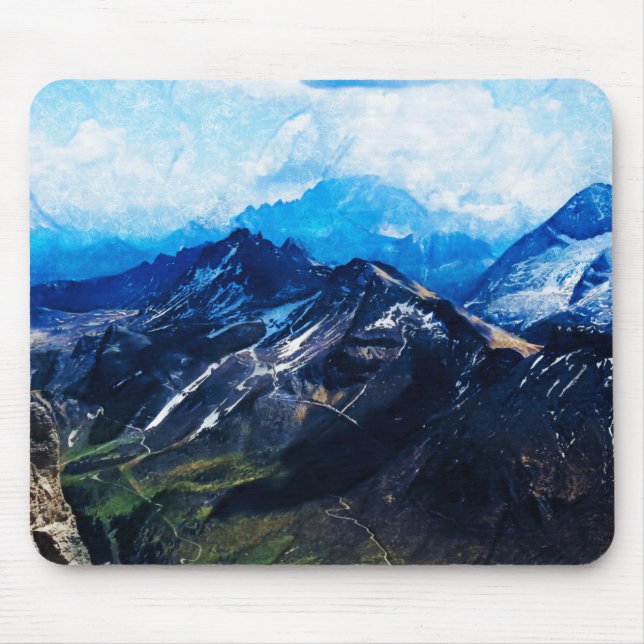 Holzmalerei - Dolomiten in Italien Mousepad (Vorne)