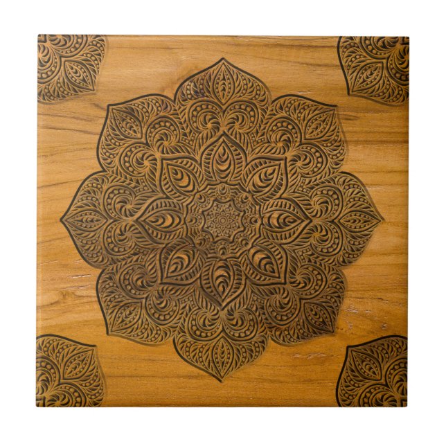 Holzmandala Fliese (Vorderseite)