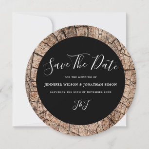 Holzmaserung Rustikale Hochzeit Save the Date Einl