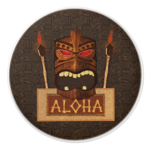 Holzmaske Tiki Vintage Retro Aloha Hawaiian Keramikknauf