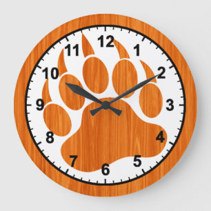 Holzmuster Bärenpaw Große Wanduhr