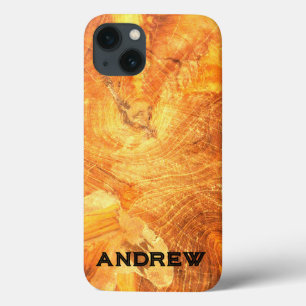 Holzmuster Golden Name iPhone Case