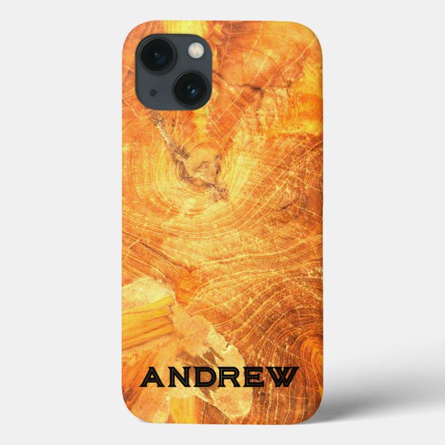 Holzmuster Golden Name iPhone Case (Rückseite)