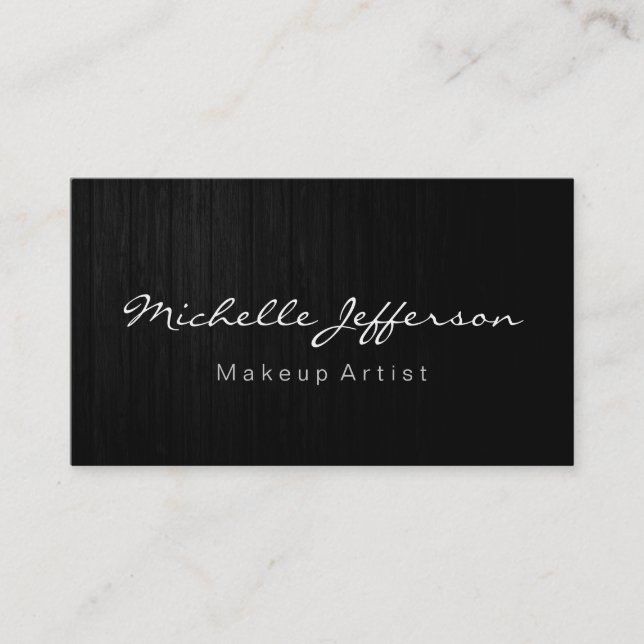 Holzmuster Makeup Artist Script Business Card Visitenkarte (Vorderseite)