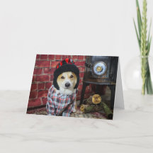 Holzofen-Corgi-Weihnachtskarte