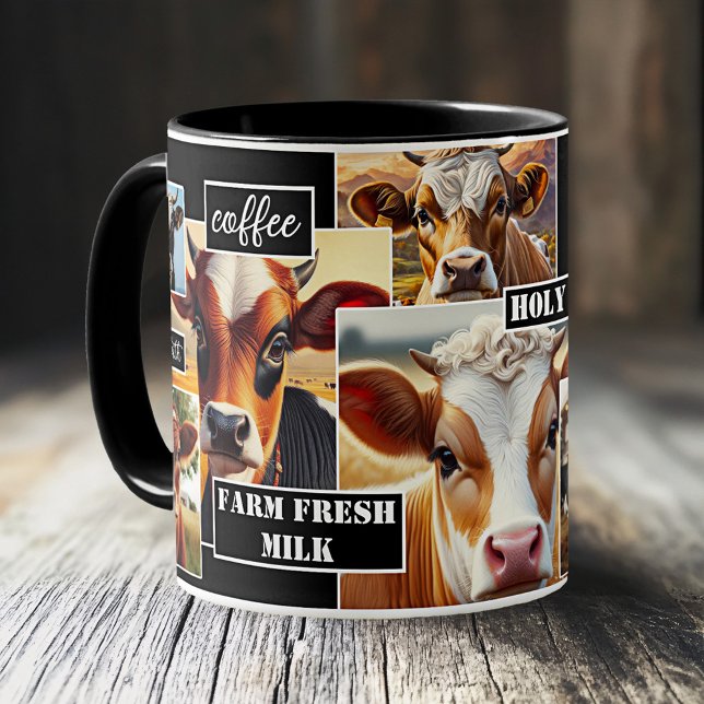 Holzofen Frische Milchkaffee Tasse (Mug featuring images of different cows - great for coffee with milk or a gift for a farmer)