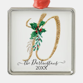 Holzofen-Gold-Glitzer Monogramm D Ornament Aus Metall