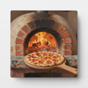 Holzofen-Peperoni-Pizza Rustikal Italienisch  Fotoplatte