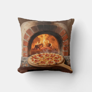 Holzofen-Peperoni-Pizza Rustikal Italienisch Kissen