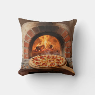 Holzofen-Peperoni-Pizza Rustikal Italienisch Kissen