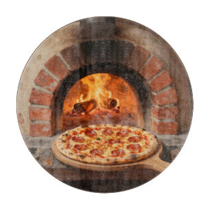 Holzofen-Peperoni-Pizza Rustikal Italienisch  Schneidebrett