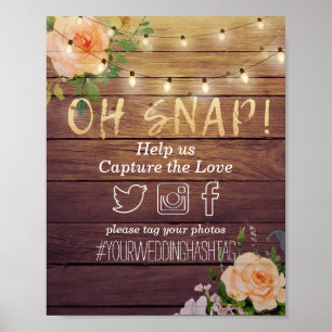 Holzofenblume Lichter Oh Snap Hashtag Hochzeit Poster