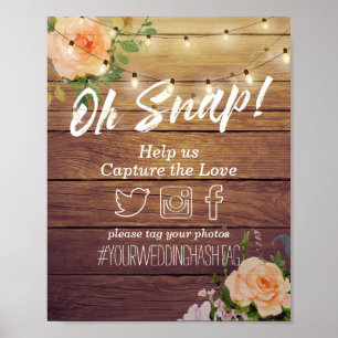 Holzofenblume Lichter Oh Snap Hashtag Hochzeit Poster