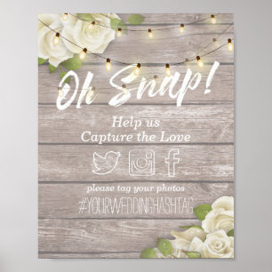 Holzofenblume Lichter Oh Snap Hashtag Hochzeit Poster