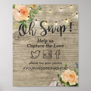 Holzofenblume Lichter Oh Snap Hashtag Hochzeit Poster