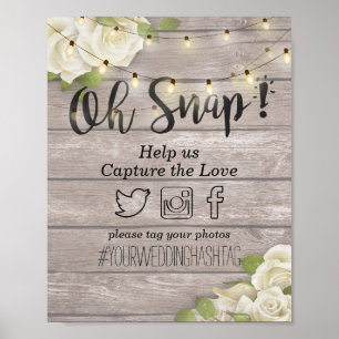 Holzofenblume Lichter Oh Snap Hashtag Hochzeit Poster