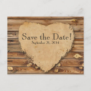 Holzparkett Gebämtes Herz Save the Date Ankündigungspostkarte