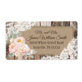 Holzpeony floral Lace Rustic Wedding Label