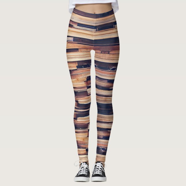 Holzplanen gestalten braune geometrische leggings (Vorderseite)