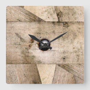 Holzplanen und Bolzenuhr Quadratische Wanduhr