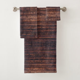 Holzplanken mit Maserungdetails Nahaufnahme Foto B Badhandtuch Set