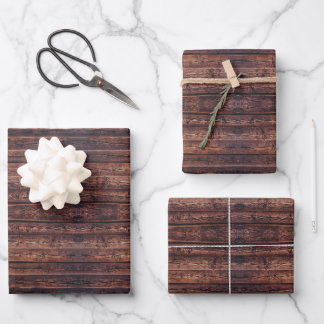 Holzplanken mit Maserungdetails Nahaufnahme Foto B Geschenkpapier Set