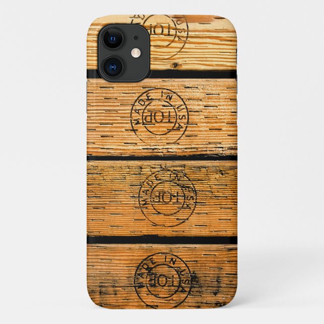 Holzplanks gestempelt w "Made in USA" Case-Mate iPhone Hülle (Rückseite)