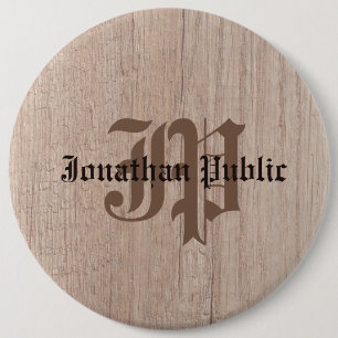 Holzplantafel Aussehen alte Schriftzeichen-Monogra Button