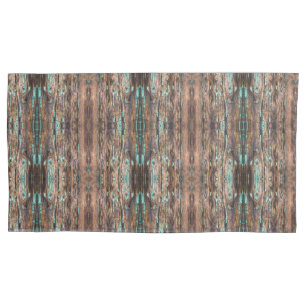 Holzplatte mit türkisfarbenen Flocken Kissenbezug