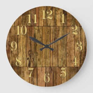 Holzplatten Holzpaneeleffektklemme Große Wanduhr