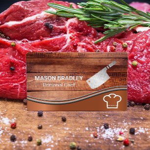 Holzplatten Koch Hat und Knife Visitenkarte