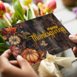 Holzpumpen und Blätter Glückliches Erntedankfest Feiertagskarte