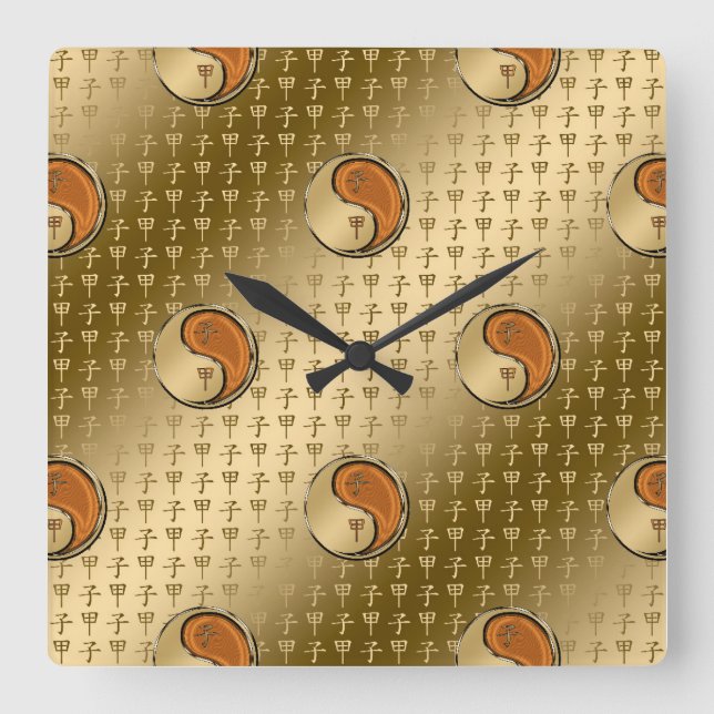 Holzratte Quadratische Wanduhr (Vorderseite)