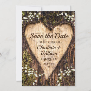 Holzrinden-Herz-Baby-Atem-Hochzeit-Save The Date Save The Date