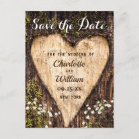 Holzrinden-Herz-Baby-Atem-Hochzeits-Save-The-Date