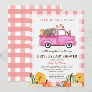 Holzrosa LKW-Antrieb durch Babydusche Einladung