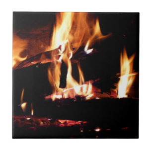 Holzscheite im Kamin Warme Feuer Fotografie Fliese