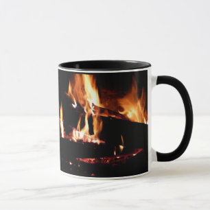 Holzscheite im Kamin Warme Feuer Fotografie Tasse