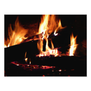 Holzscheite im Kamin Warme Feuerfotografie Fotodruck