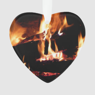 Holzscheite im Kamin Warme Feuerfotografie Ornament