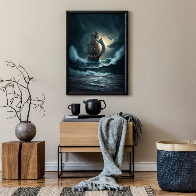 Holzschiff auf rauen Meeren Poster (Von Creator hochgeladen)