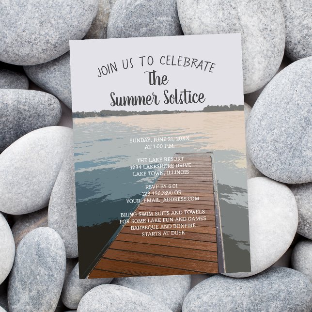 Holzschiff Dock Summer Solstice Lake Partys Einladung (Von Creator hochgeladen)