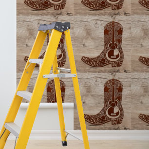 Holzschild "Peel and Stick Brown Cowboy"-Western Tapete