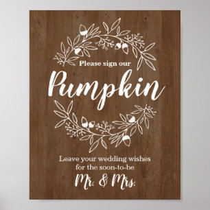 Holzschild Unser Kürbis Hochzeit Verlobung Gästebu Poster