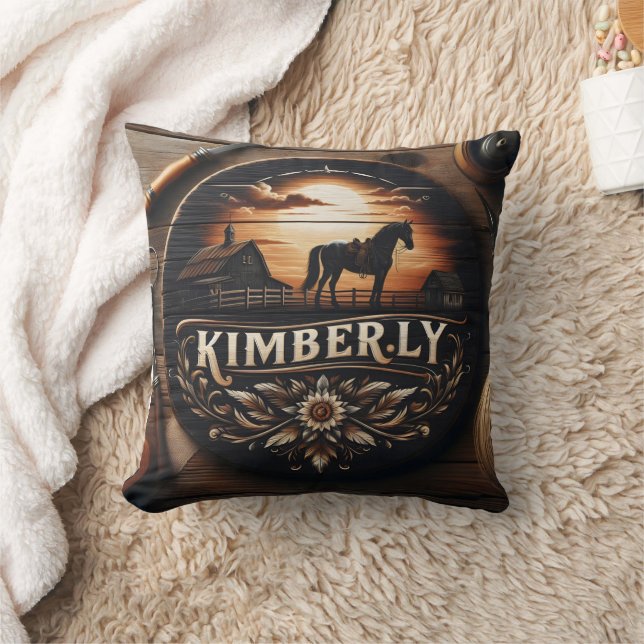 Holzschild zeigt das Kimberly Country Theme Kissen (Decke)