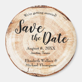 Holzschnitt ganze Namen rustikal Save the Date Magnet