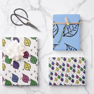 Holzschnitt-Muster Geschenkpapier Set